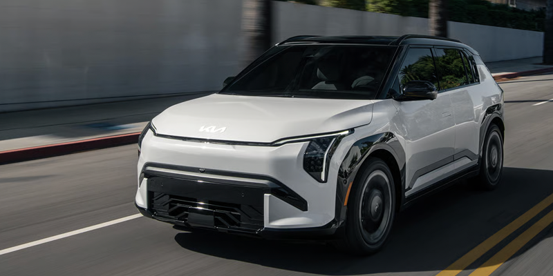 2027 Kia EV3 featuring modern headlights and distinctive exterior styling