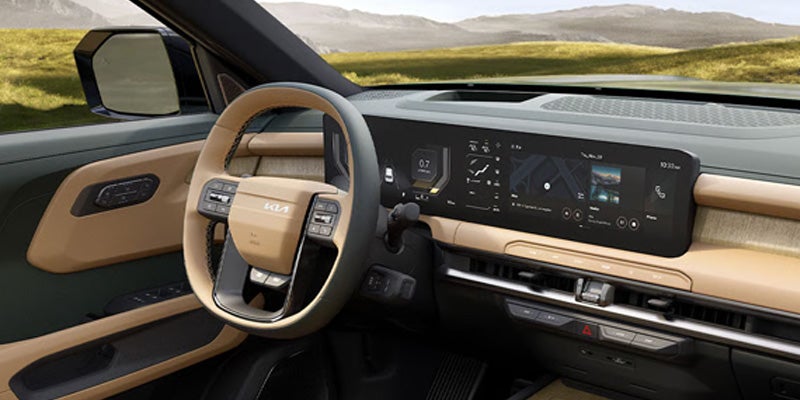 2027 Kia Telluride driver cockpit with panoramic digital displays
